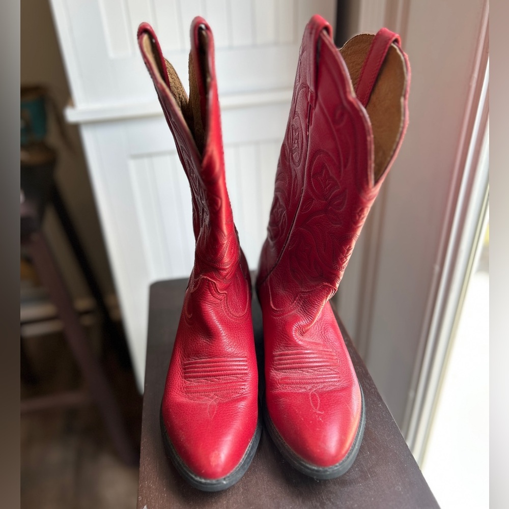 Ariat Red Leather Cowboy Boots